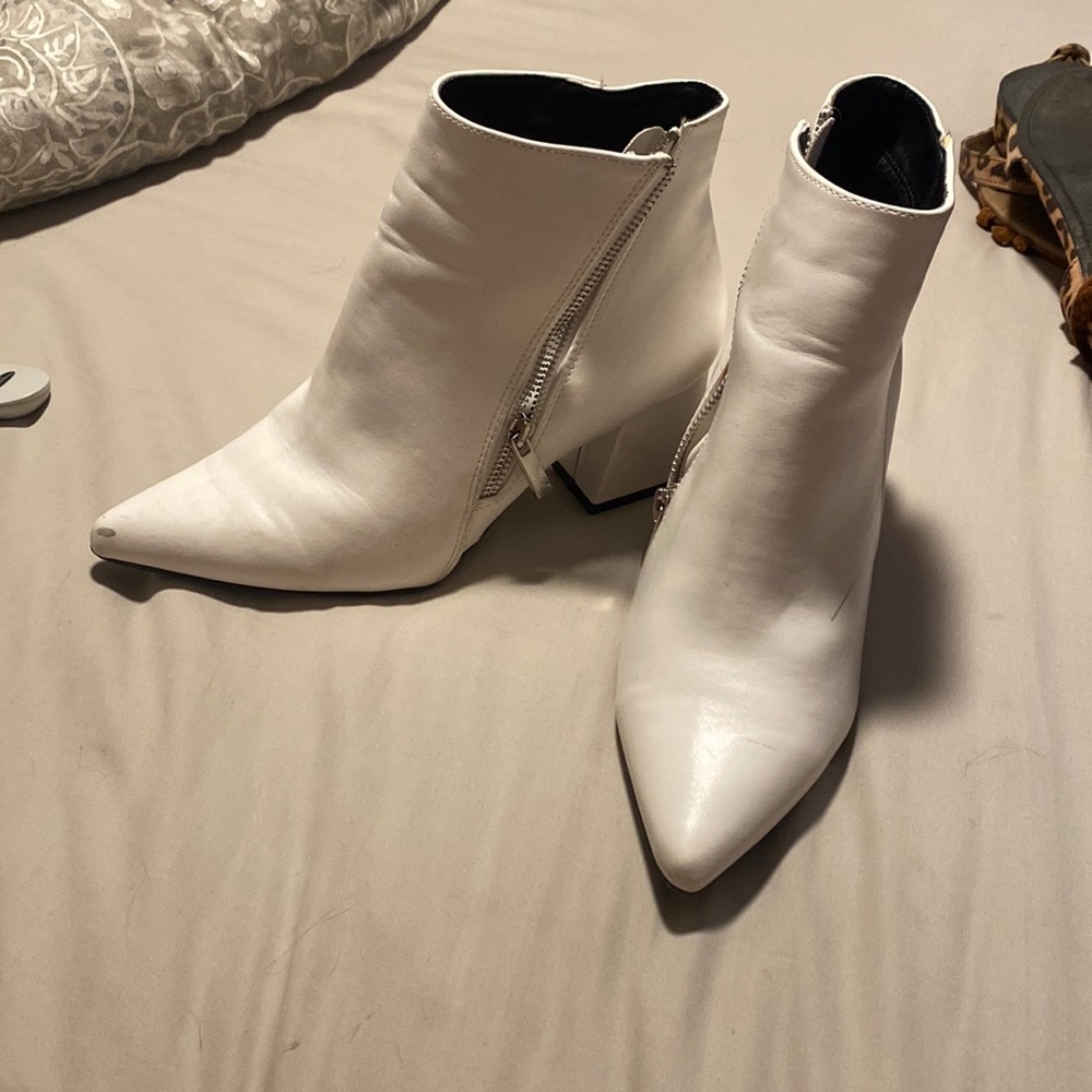 White Zipper Boots